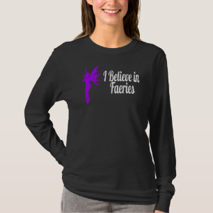 I Believe In Faeries Cute Pink Silhouette Fairy T-Shirt