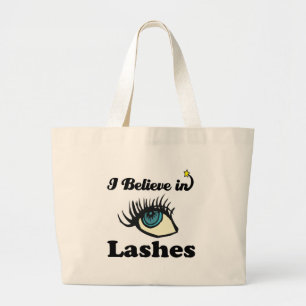 i believe in lashes large tote bag