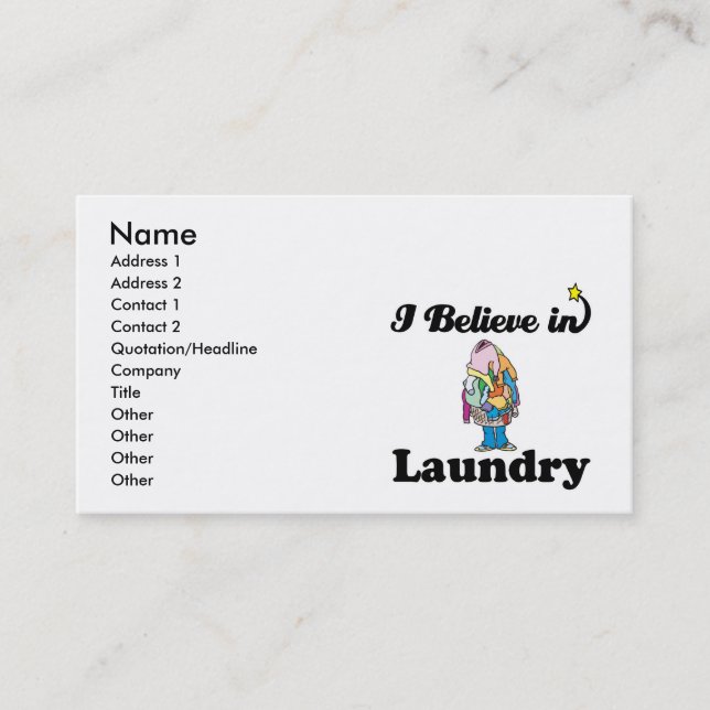 i believe in laundry business card (Front)