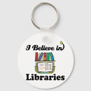 i believe in libraries key ring