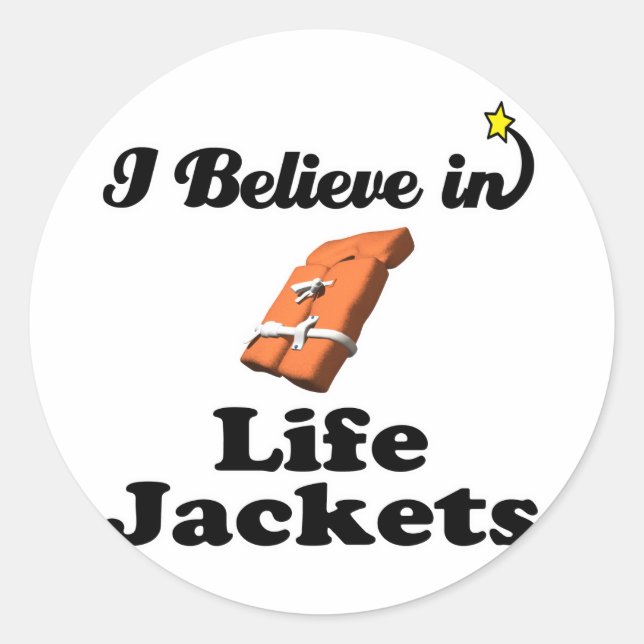 i believe in life jackets classic round sticker (Front)