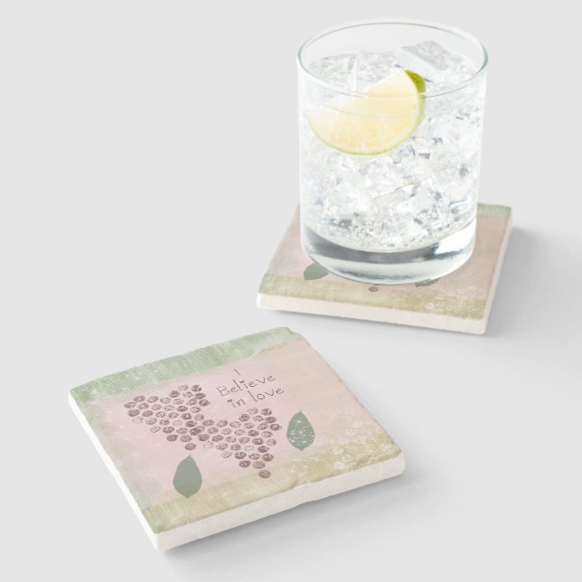 I Believe in Love Hearts Stone Coaster (Side)