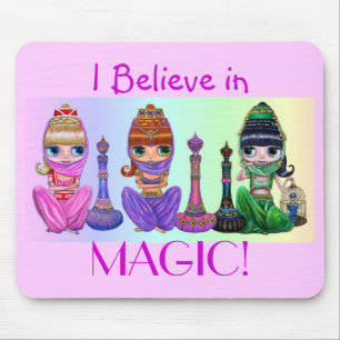 I Believe in Magic! Cute Little Big Eye Genies Mouse Mat