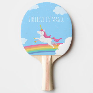 I believe in Magic Unicorn Rainbow Personalised Ping Pong Paddle