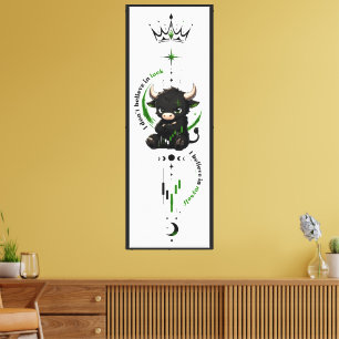 I Believe in Myself Cute Black Bull Trader Symbol  Canvas Print