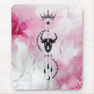 I Believe in Myself Pink Marble Trader Symbol Mouse Mat