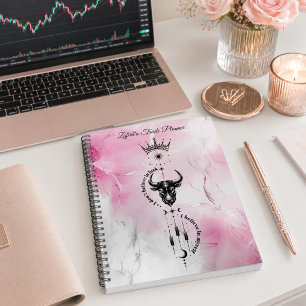 I Believe in Myself Pink Marble Trader Symbol Planner