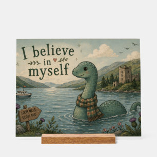 I believe in myself whimsical Loch Ness Monster Acrylic Sign