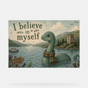 I believe in myself whimsical Loch Ness Monster Acrylic Sign