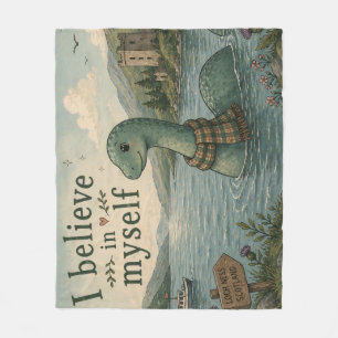 I believe in myself whimsical Loch Ness Monster Fleece Blanket
