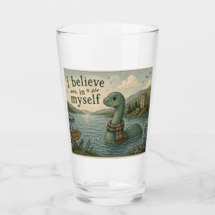 I believe in myself whimsical Loch Ness Monster Glass