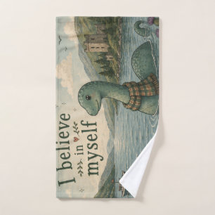 I believe in myself whimsical Loch Ness Monster Hand Towel