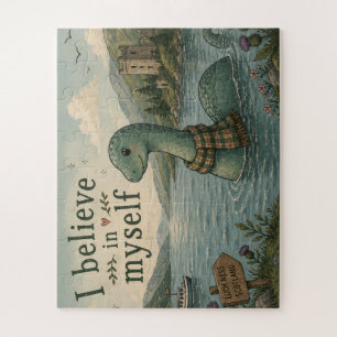 I believe in myself whimsical Loch Ness Monster Jigsaw Puzzle