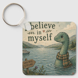 I believe in myself whimsical Loch Ness Monster Key Ring