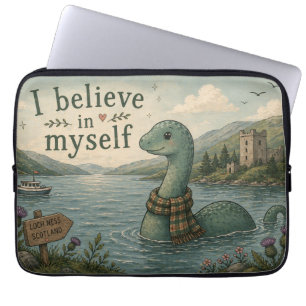 I believe in myself whimsical Loch Ness Monster Laptop Sleeve