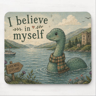 I believe in myself whimsical Loch Ness Monster Mouse Mat