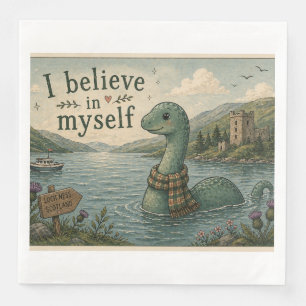 I believe in myself whimsical Loch Ness Monster Napkin