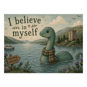 I believe in myself whimsical Loch Ness Monster Poster
