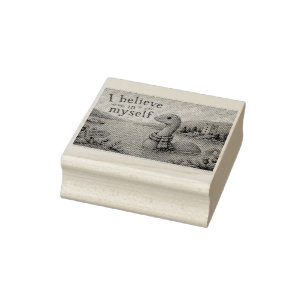 I believe in myself whimsical Loch Ness Monster Rubber Stamp