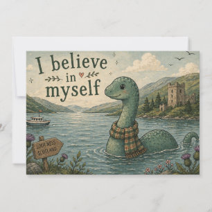 I believe in myself whimsical Loch Ness Monster Thank You Card