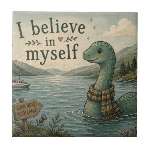 I believe in myself whimsical Loch Ness Monster Tile