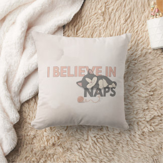 I Believe in Naps Cute Sleeping Cat Cushion