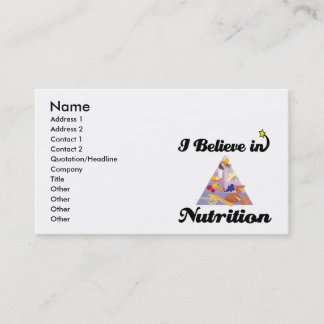 i believe in nutrition business card