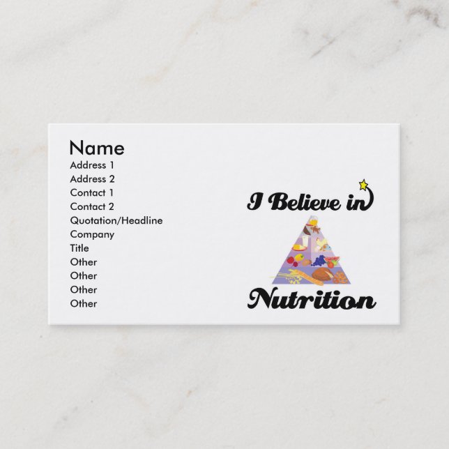 i believe in nutrition business card (Front)
