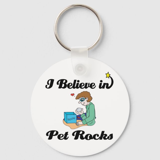 i believe in pet rocks key ring (Front)