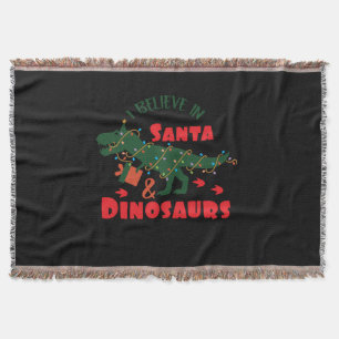I believe in Santa and Dinosaurs Throw Blanket