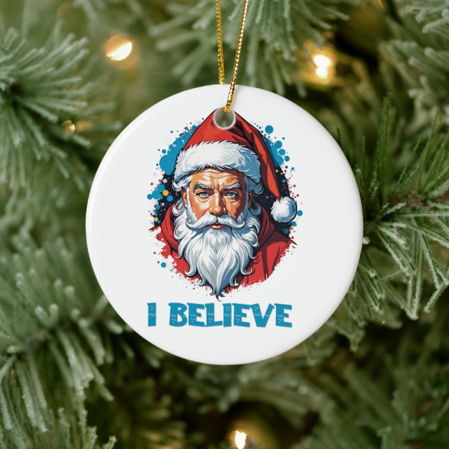 I Believe in Santa Claus Graffiti Style Design Ceramic Tree Decoration (Tree)