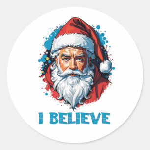 I Believe in Santa Claus Graffiti Style Design Classic Round Sticker