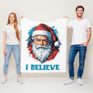 I Believe in Santa Claus Graffiti Style Design Fleece Blanket