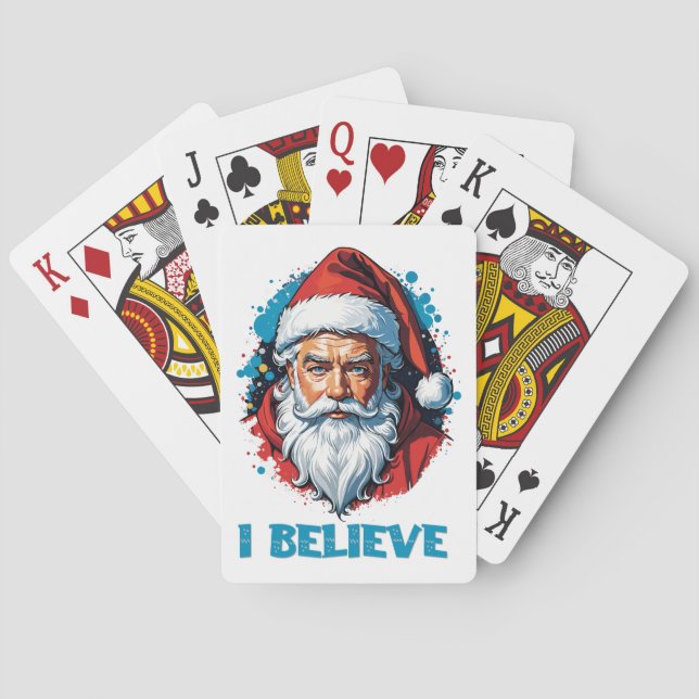 I Believe in Santa Claus Graffiti Style Design Playing Cards (Back)