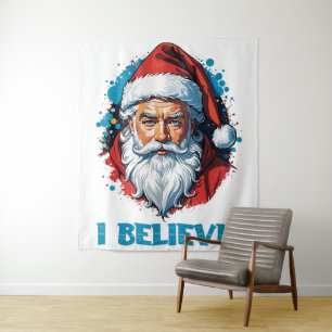 I Believe in Santa Claus Graffiti Style Design Tapestry