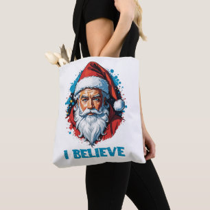 I Believe in Santa Claus Graffiti Style Design Tote Bag