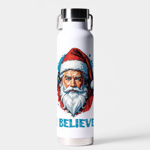 I Believe in Santa Claus Graffiti Style Design Water Bottle
