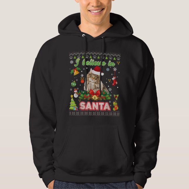 I Believe In Santa Norwegian Forest Cat Christmas  Hoodie (Front)