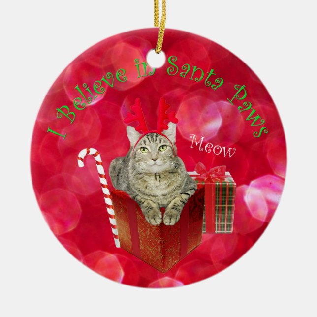 I Believe in Santa Paws Ceramic Tree Decoration (Front)