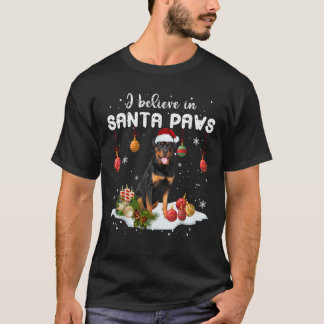 I Believe In Santa Paws Christmas Rottweiler Xmas T-Shirt