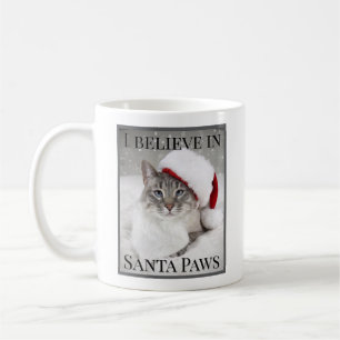 I Believe In Santa Paws Cute Cat In Santa Hat Coffee Mug