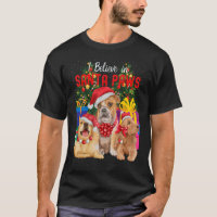 I Believe In Santa Paws Cute Dogs Wearing Xmas H