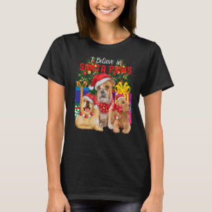 I Believe In Santa Paws Cute Dogs Wearing Xmas Ha T-Shirt