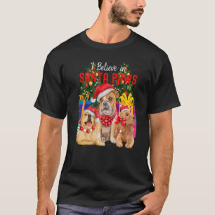 I Believe In Santa Paws Cute Dogs Wearing Xmas Ha T-Shirt