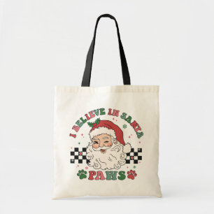 I Believe In Santa Paws Retro Christmas Dog Lover Tote Bag