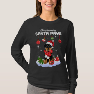 I Believe In Santa Paws Rottweiler T-Shirt