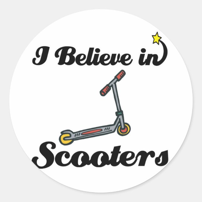 i believe in scooters classic round sticker (Front)