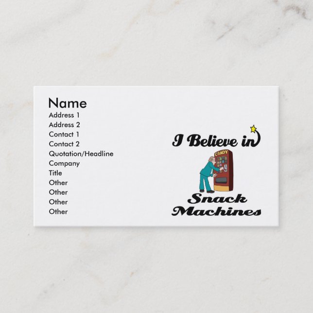 i believe in snack machines business card (Front)
