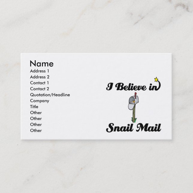 i believe in snail mail business card (Front)