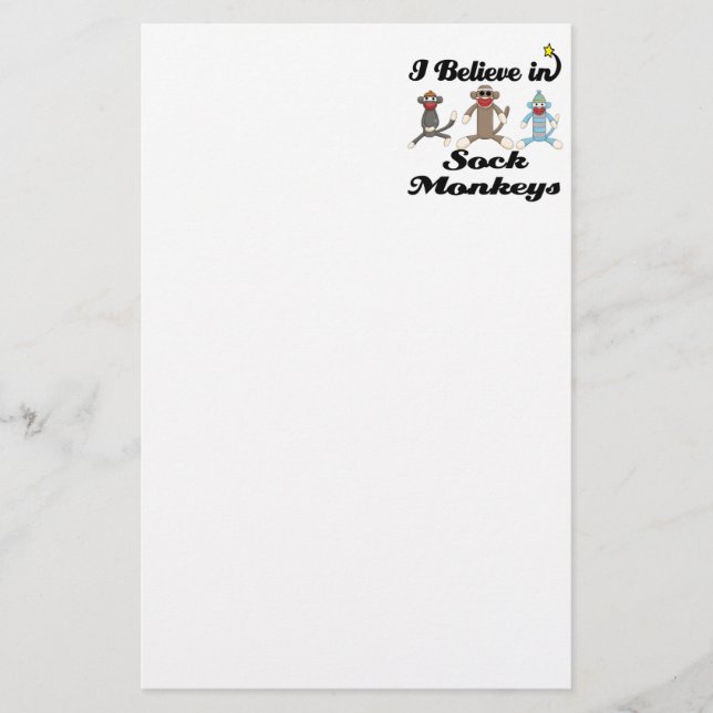 i believe in sock monkeys stationery (Front)
